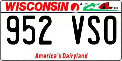 WI license plate 952VSO