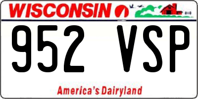 WI license plate 952VSP