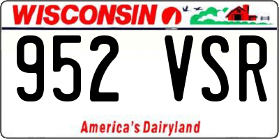WI license plate 952VSR