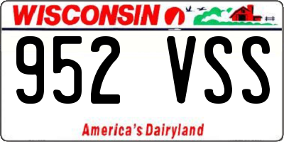 WI license plate 952VSS