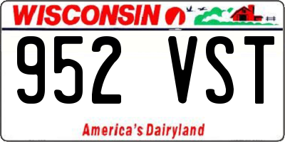 WI license plate 952VST