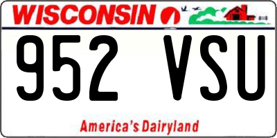 WI license plate 952VSU