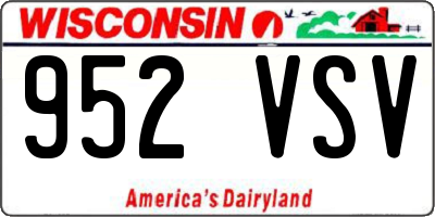 WI license plate 952VSV