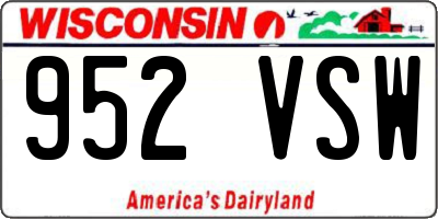 WI license plate 952VSW