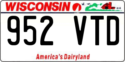 WI license plate 952VTD