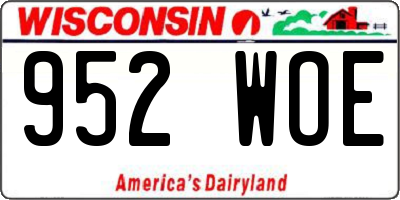 WI license plate 952WOE