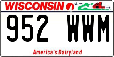 WI license plate 952WWM
