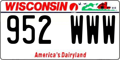 WI license plate 952WWW
