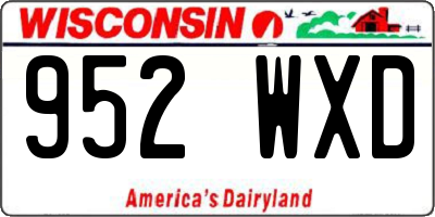 WI license plate 952WXD