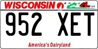 WI license plate 952XET