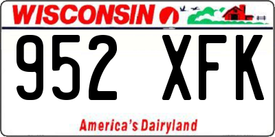 WI license plate 952XFK