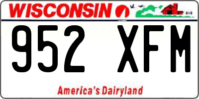WI license plate 952XFM
