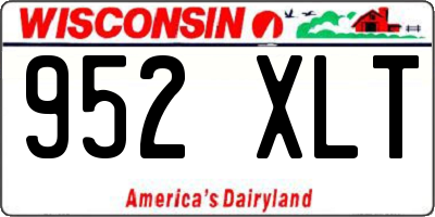 WI license plate 952XLT