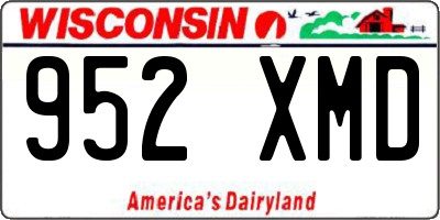 WI license plate 952XMD