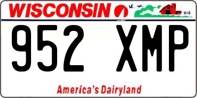 WI license plate 952XMP