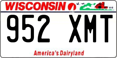 WI license plate 952XMT