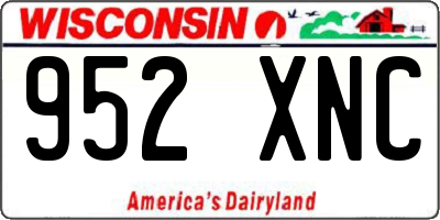 WI license plate 952XNC