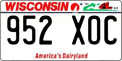 WI license plate 952XOC