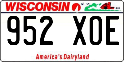 WI license plate 952XOE