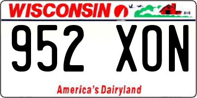 WI license plate 952XON