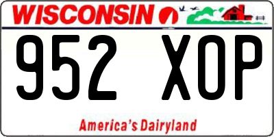 WI license plate 952XOP