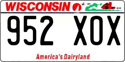 WI license plate 952XOX