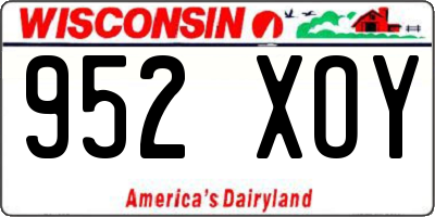 WI license plate 952XOY