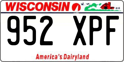 WI license plate 952XPF
