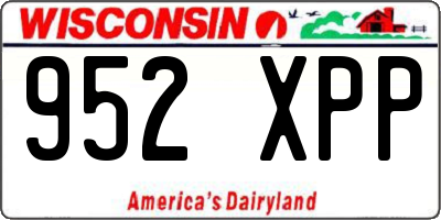 WI license plate 952XPP