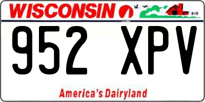 WI license plate 952XPV