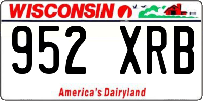 WI license plate 952XRB