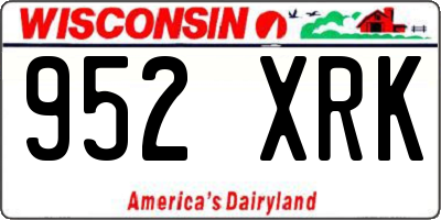 WI license plate 952XRK