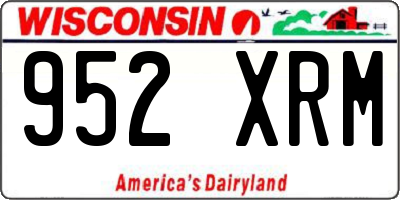 WI license plate 952XRM