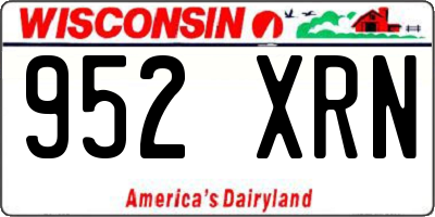WI license plate 952XRN