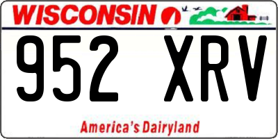WI license plate 952XRV