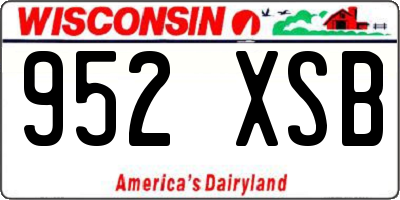 WI license plate 952XSB