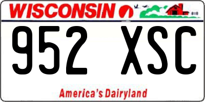 WI license plate 952XSC
