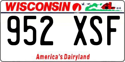 WI license plate 952XSF