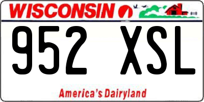 WI license plate 952XSL