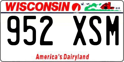 WI license plate 952XSM
