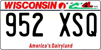 WI license plate 952XSQ