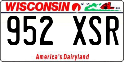 WI license plate 952XSR