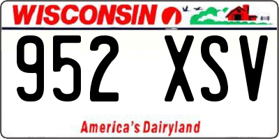 WI license plate 952XSV