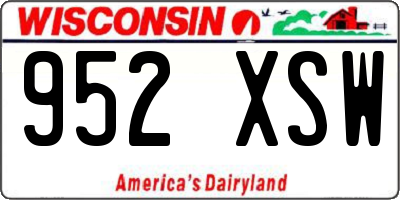 WI license plate 952XSW