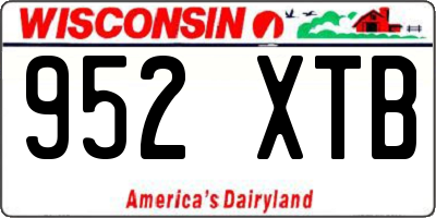 WI license plate 952XTB