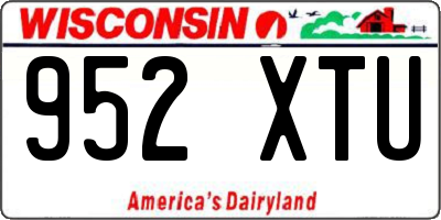 WI license plate 952XTU