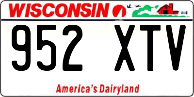 WI license plate 952XTV