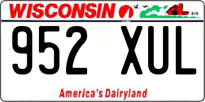 WI license plate 952XUL