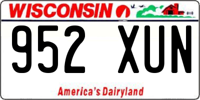 WI license plate 952XUN
