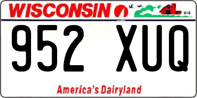 WI license plate 952XUQ